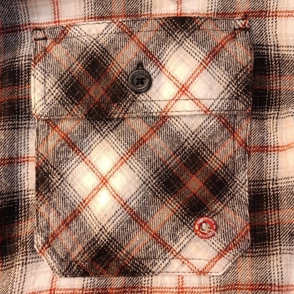 Quiksilver large plaid flannel cotton hooded shirt - Picture 3 of 6